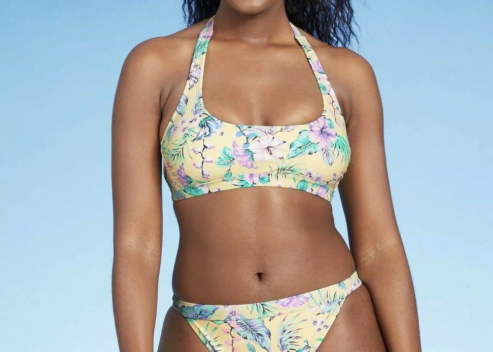 Xhilaration Bikini 2 Pc Set Swim Top & Bottom JUNIOR Size Small Floral Tropical